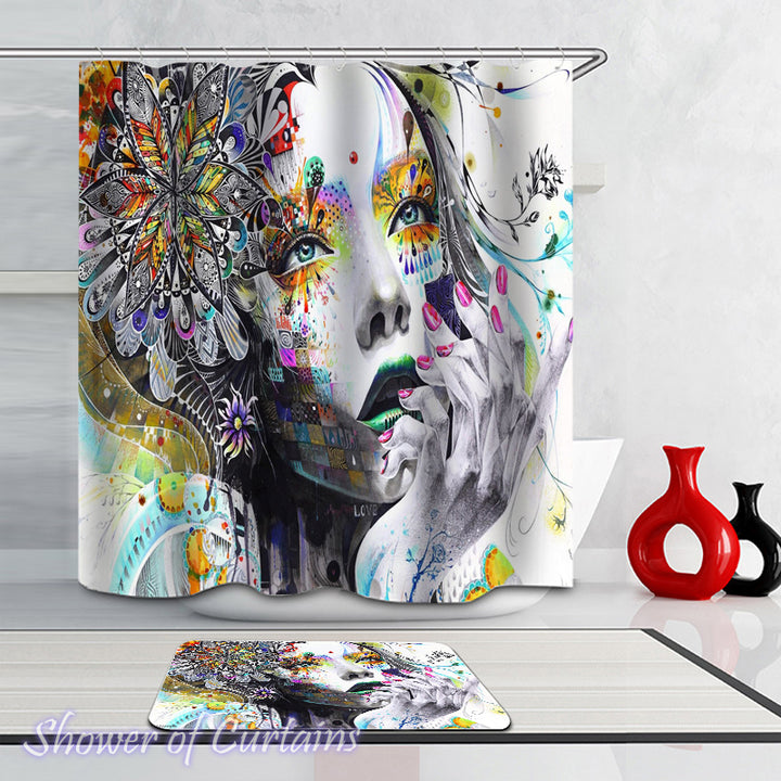 Shower Curtain of Art Beautiful Girl