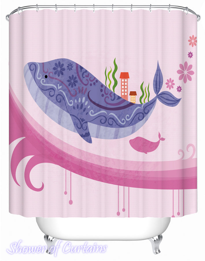 Shower Curtain of Colorful Whale