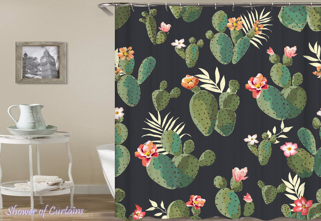 Shower Curtain of Flowering Cactus