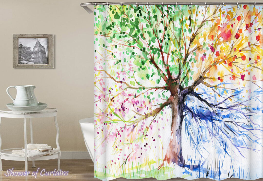 Shower Curtain of Four Colors Tree