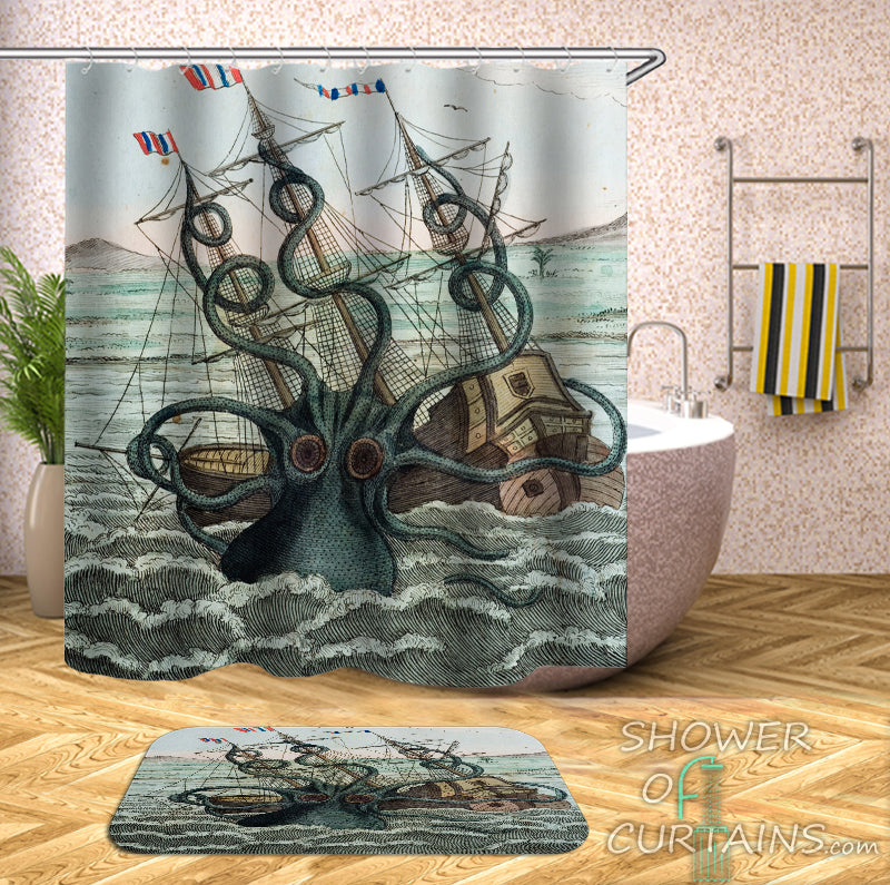 Shower Curtain of Kraken Attack