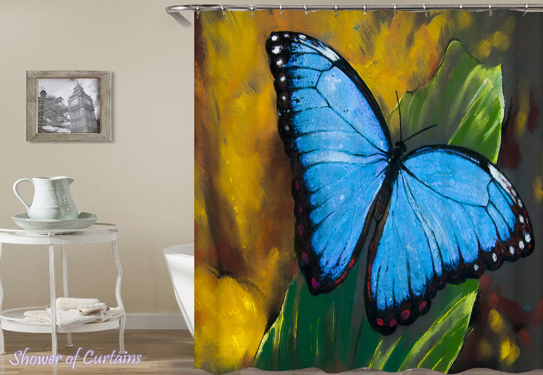 Shower Curtain of Malibu Blue Butterfly