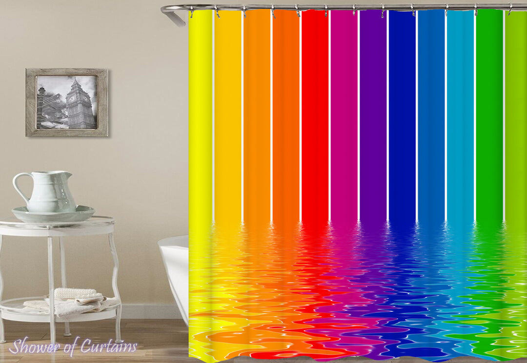 Shower Curtain of Melting Rainbow Colors