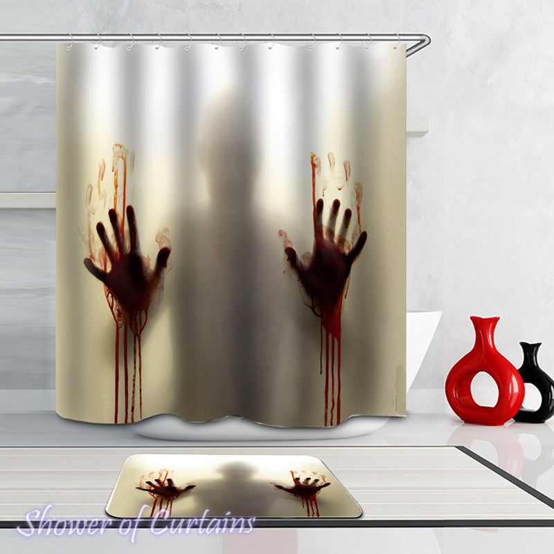 Men's Bloody Hands Shadow Shower Curtain Themed