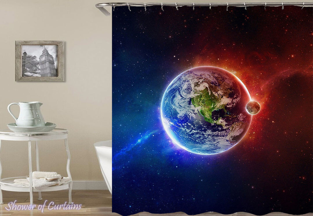 Shower Curtain of Plant Earth And The Moon
