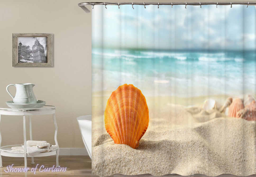 Shower Curtain of Seashell With An Ocean View