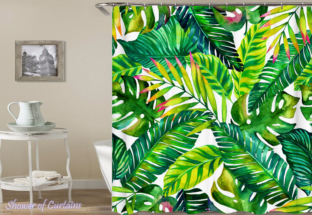 Shower Curtain of Tropical leaves