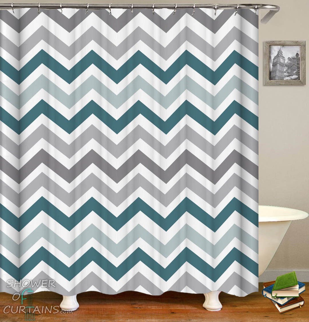 Shower Curtains - Grey and Blue Hues