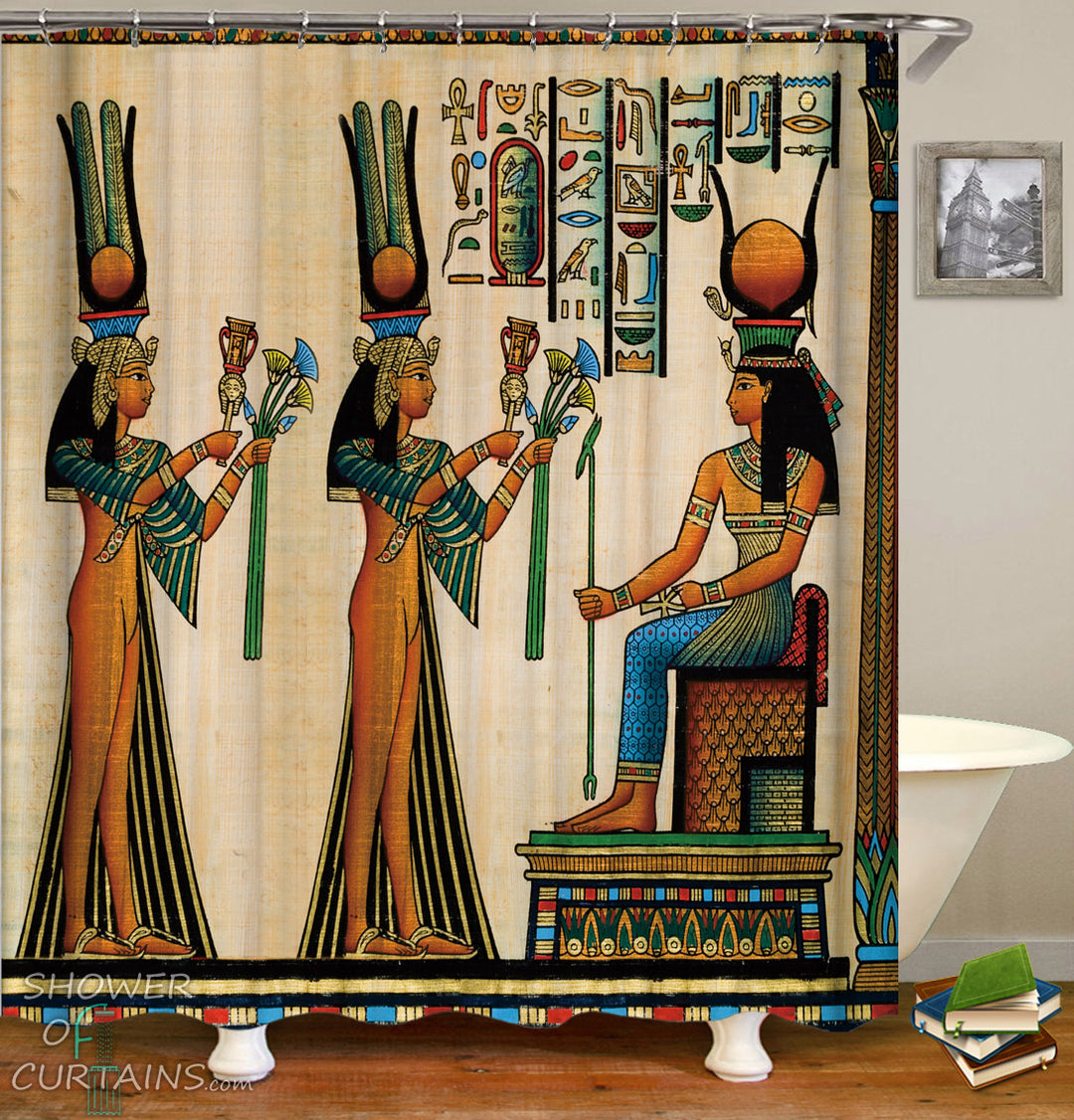 Shower Curtains Design of Egyptian Princess Colorful Painting
