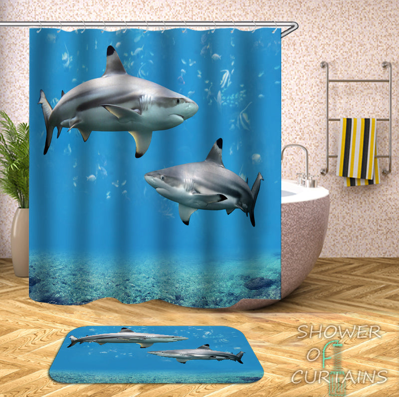 Shower Curtains With Shark Tank - Sharks Bath Mat