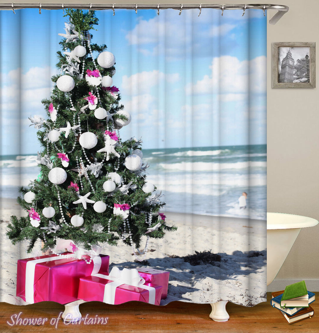 Shower Curtains design - Christmas Spirit At The Beach