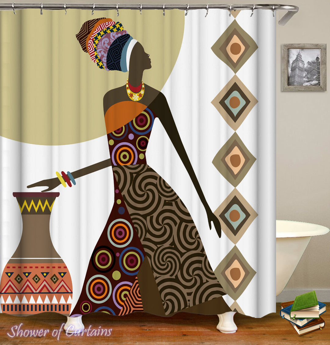 Shower Curtains of African Tribe Lady