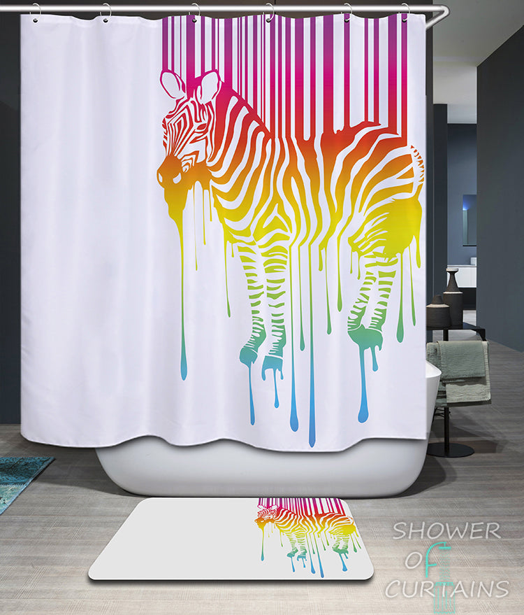 Shower Curtains of Colorful Zebra