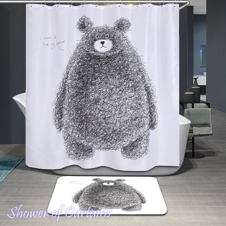 Funny Shower Curtain of Hairy Fat Bear