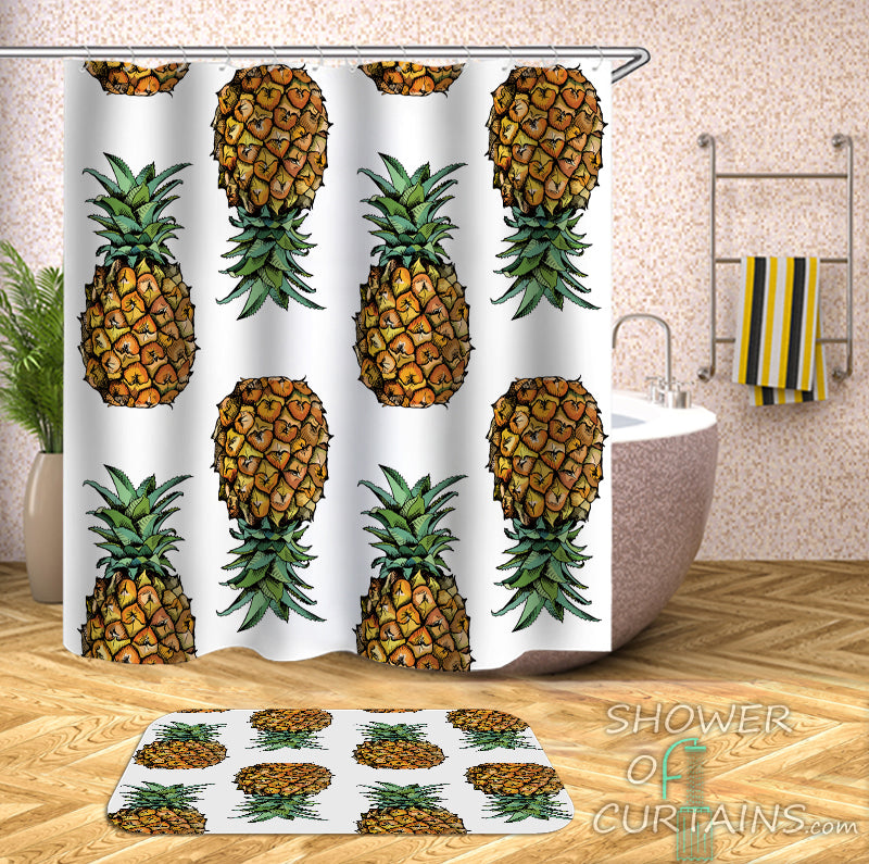 Shower Curtains of Pineapple Pattern