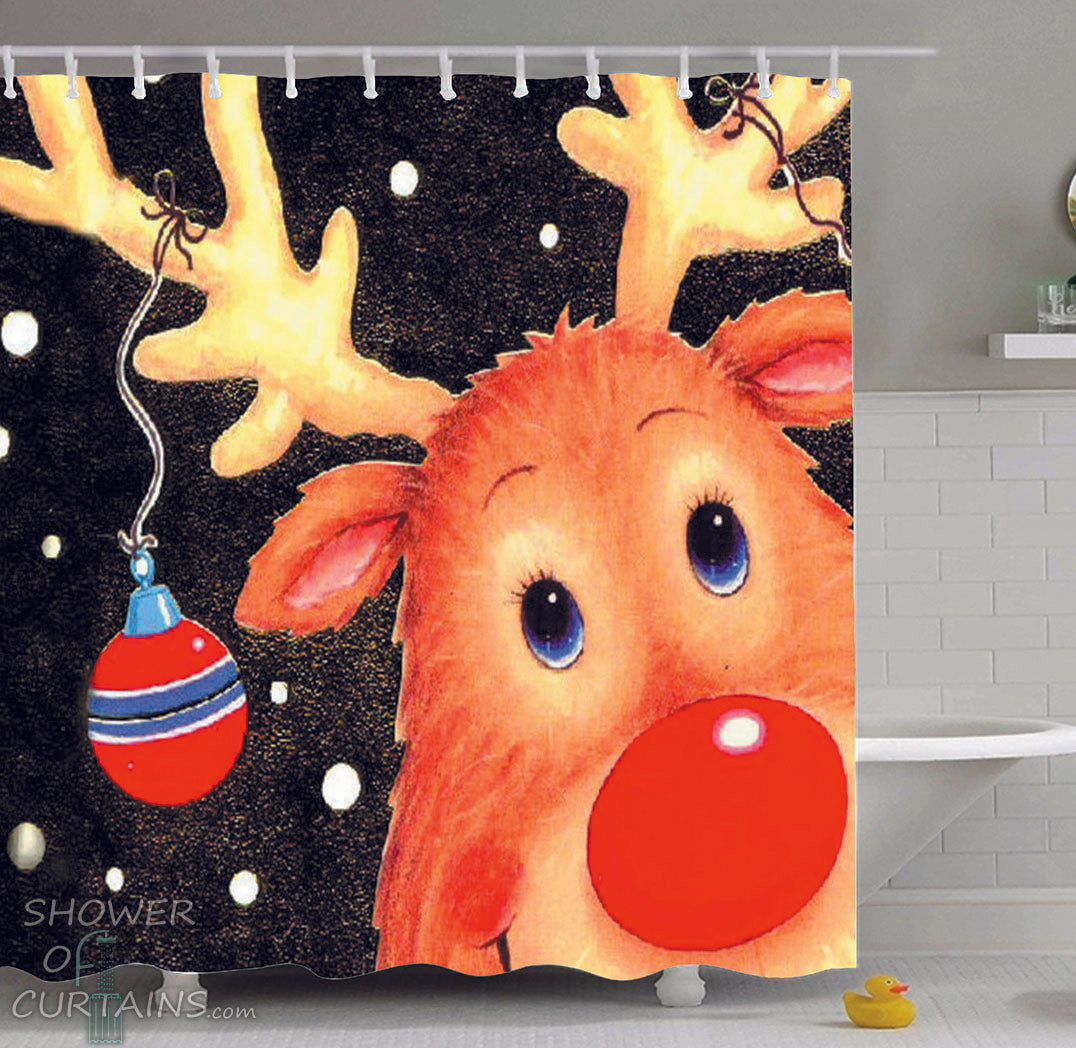 Shower Curtains of Reindeer Drawing