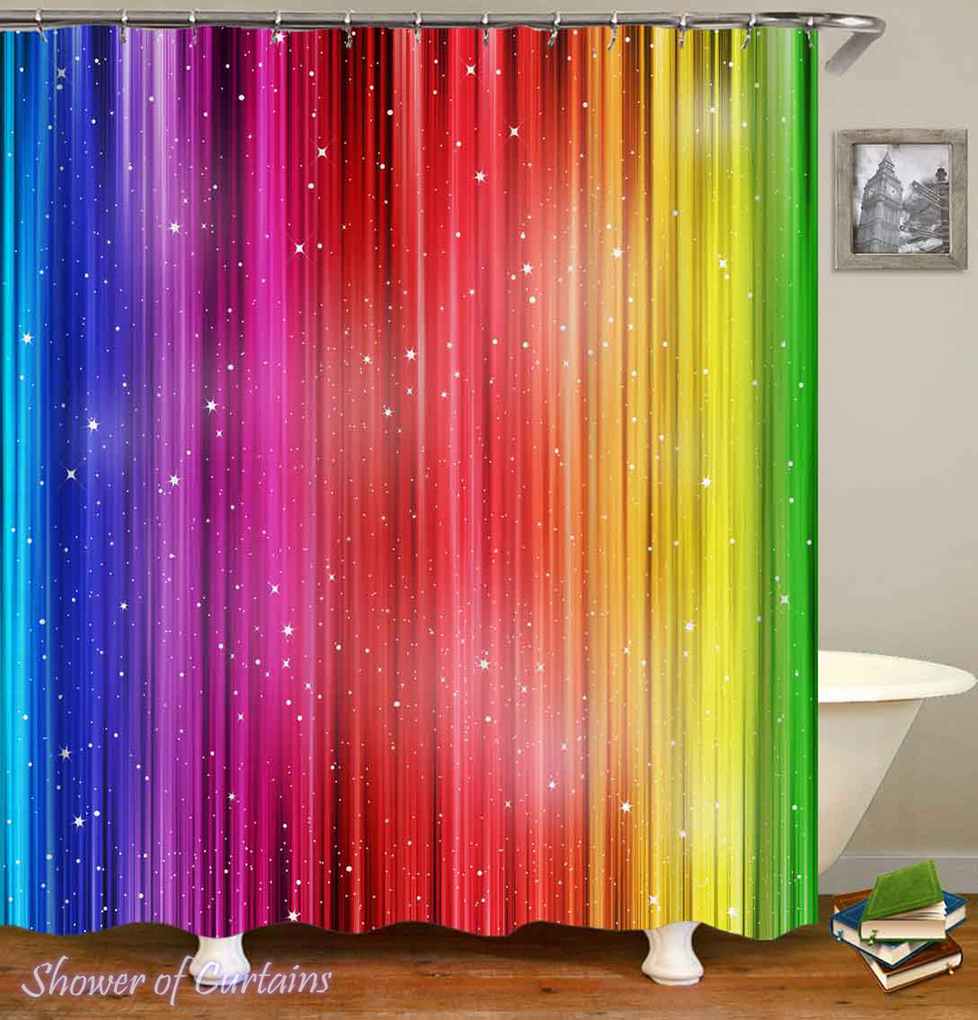 Shower Curtains of Shining Rainbow Colors