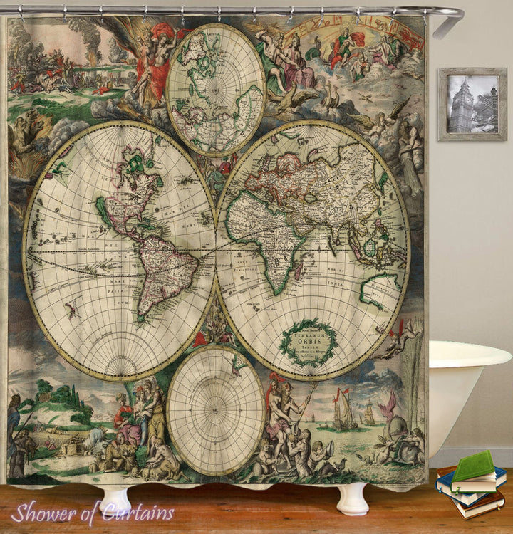 Shower Curtains of Vintage Globe Cut
