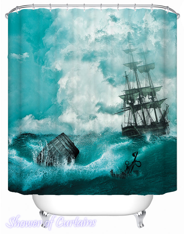 Shower curtain of Abandon Ship scene