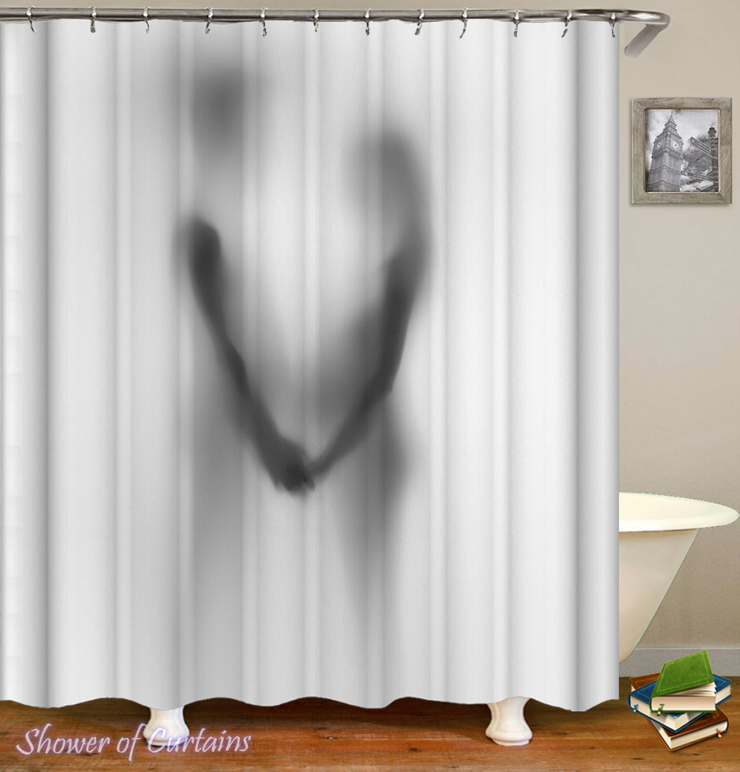 Shower curtain of Romantic Couple Shadow