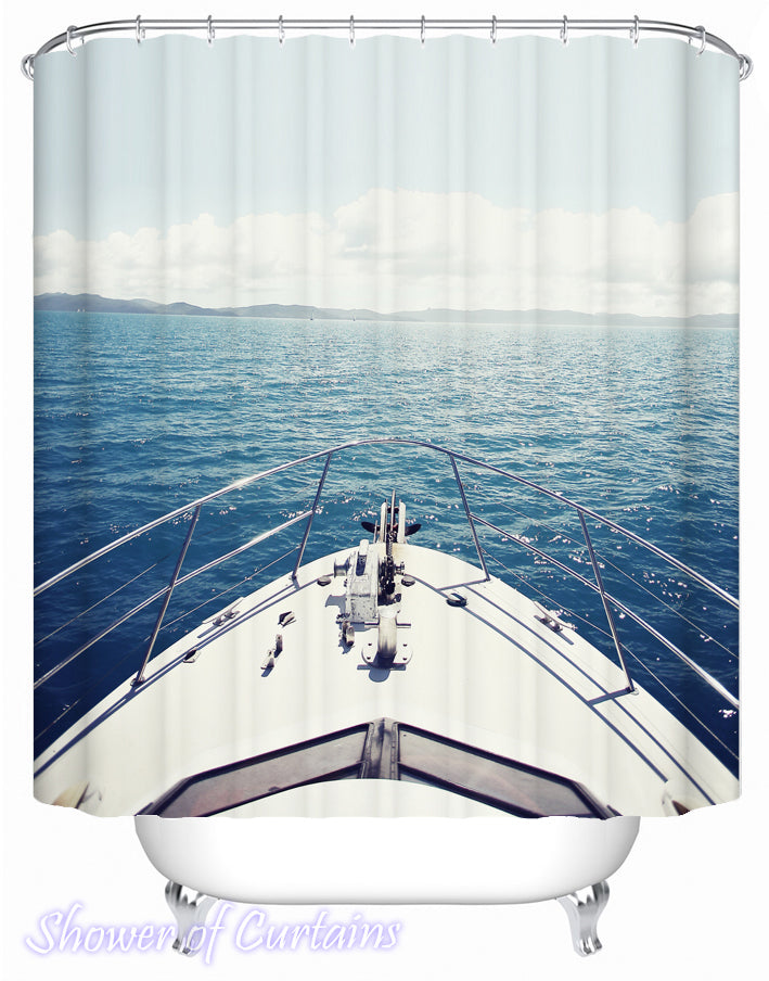 Shower curtain theme of - Sail Your Yacht Toward The Horizon
