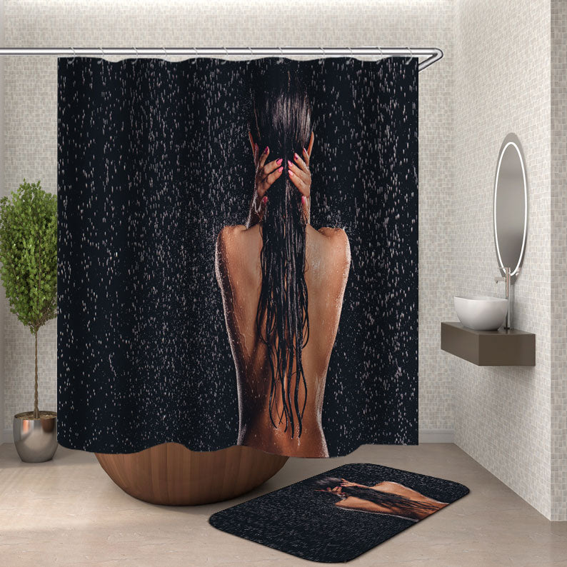 Showering Sexy Woman Shower Curtain