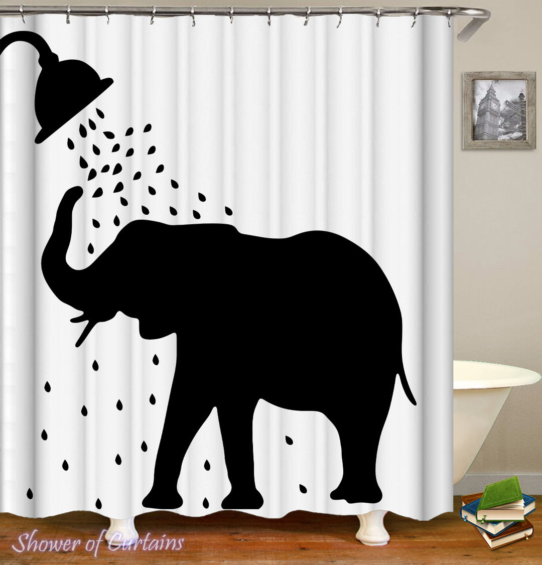 Showering Elephant Shower Curtain
