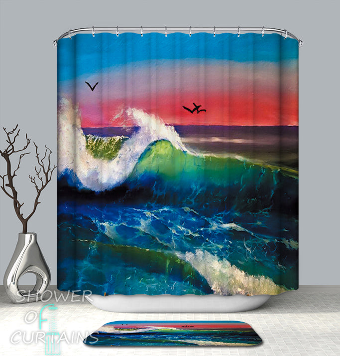 Showr Curtains of Ocean's Colorful Horizon