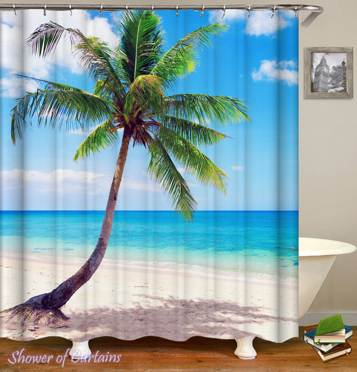 Shwoer curtian of Palm Tree With Ocean View
