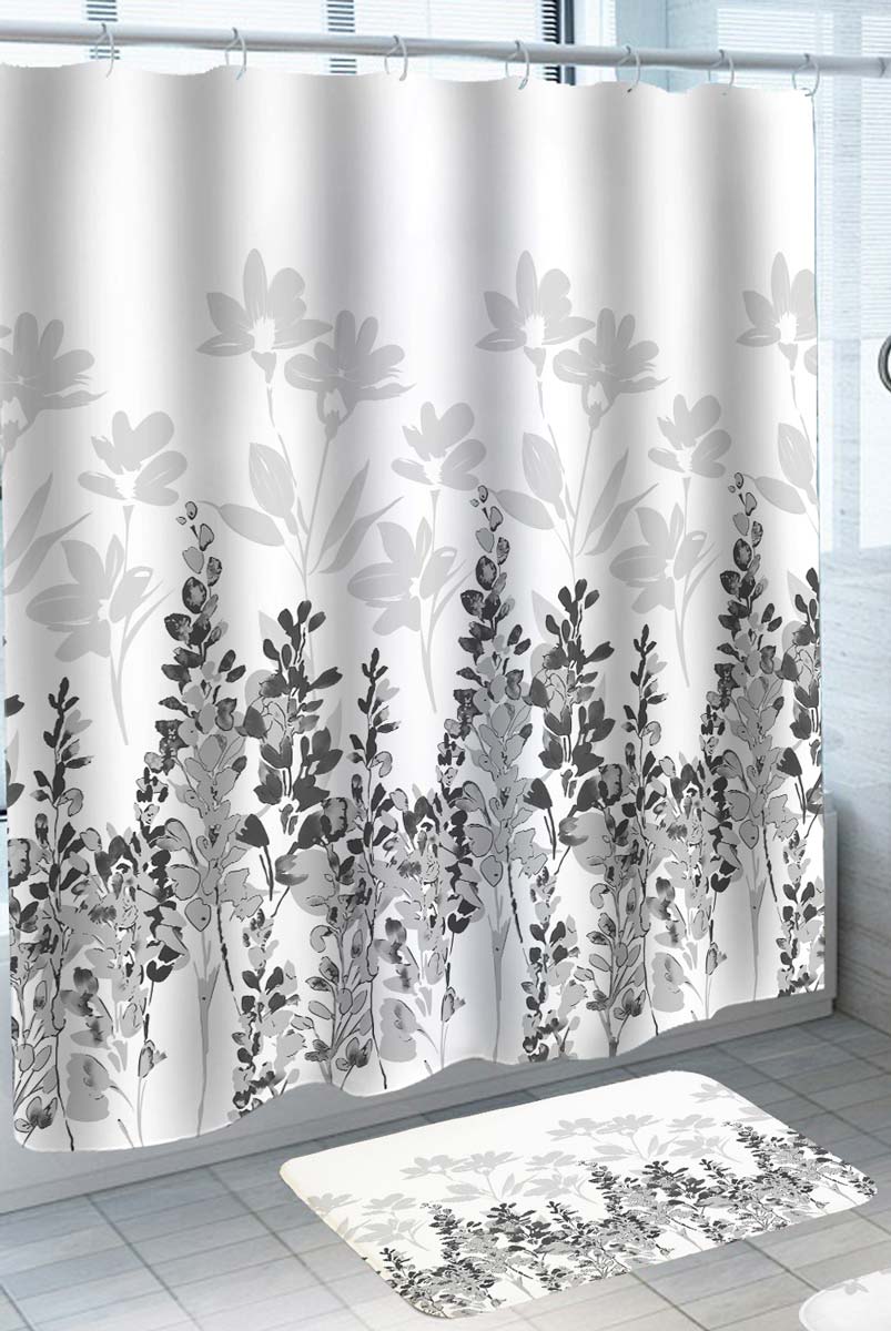 Simple Black and White Leaf Garden Shower Curtain