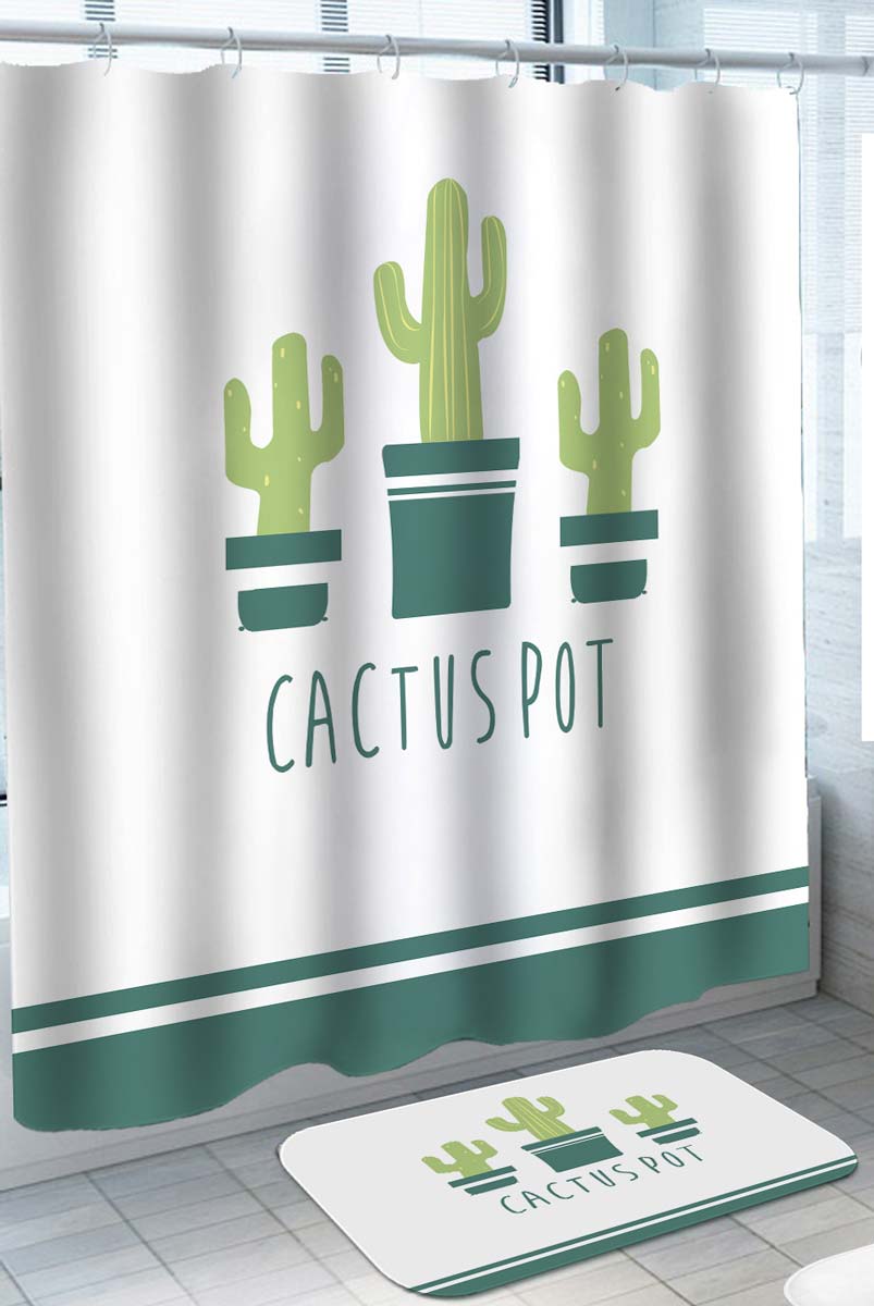 Simple Cactus Shower Curtain