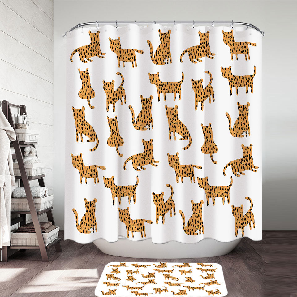 Simple Cheetah Cute Drawing Decorative Shower Curtains