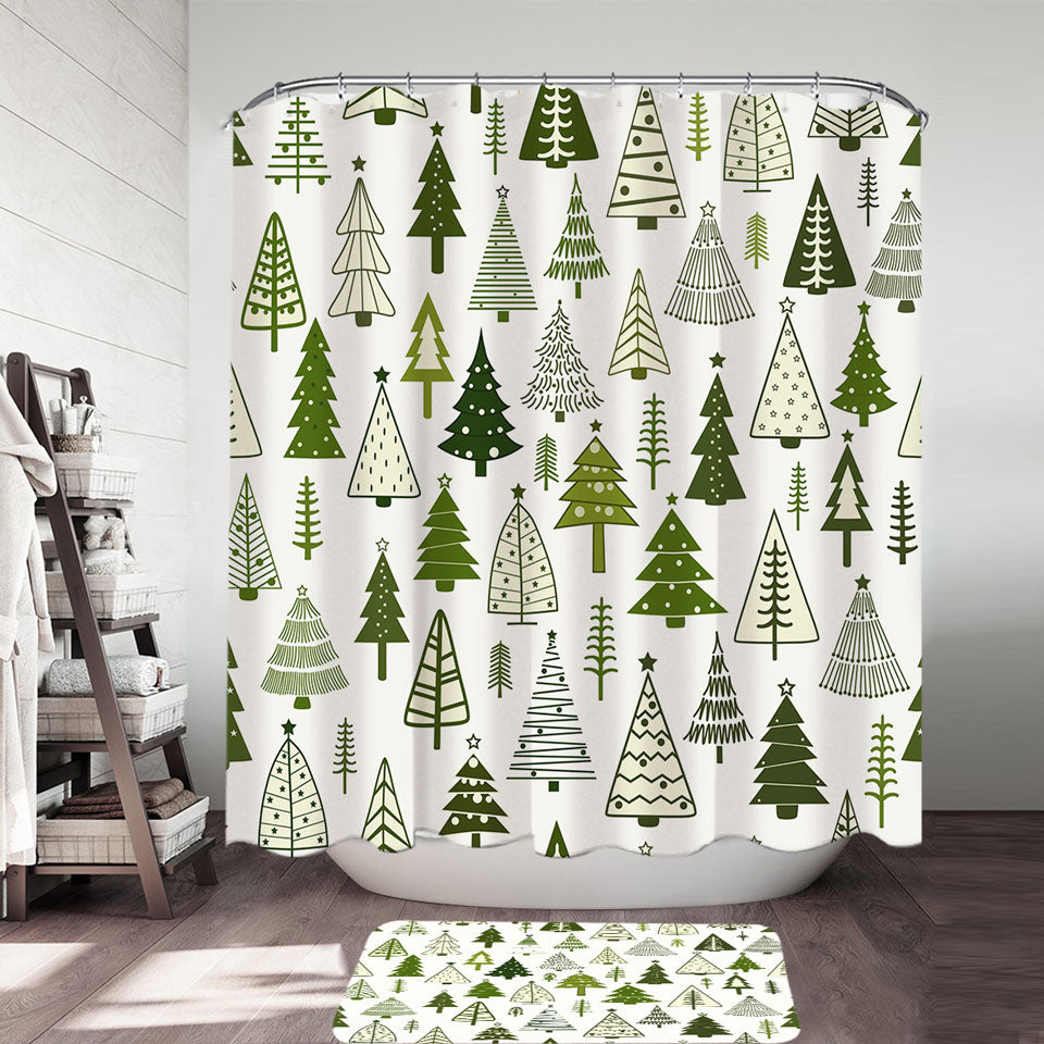 Simple Drawing Christmas Trees Shower Curtains
