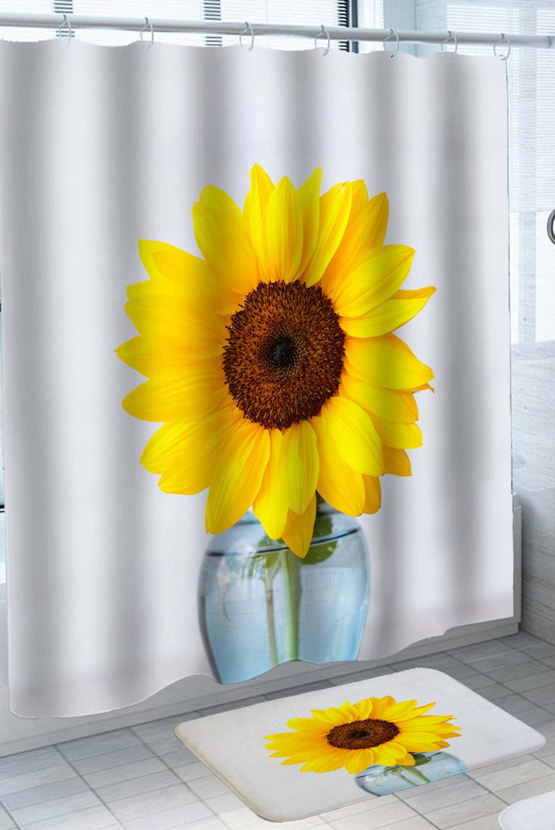 Single Bright Yellow Sunflower Shower Curtain