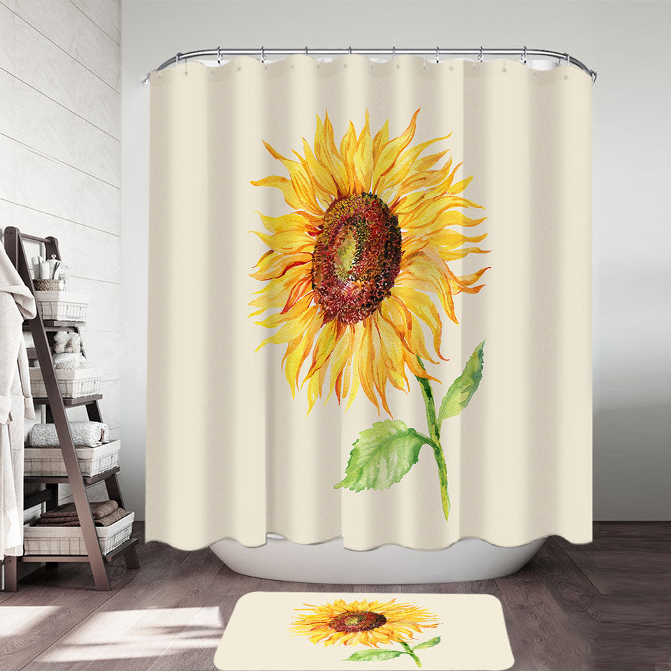 Single Painted Sunflower Shower Curtain