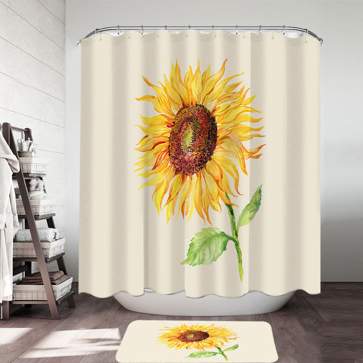 Single Painted Sunflower Shower Curtain