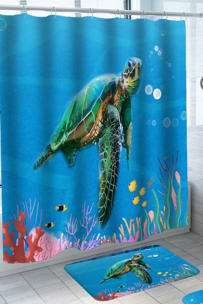 Single Turtle Shower Curtains