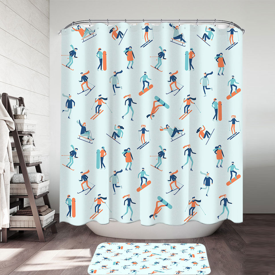 Skiing and Snowboarding Shower Curtains and Rugs
