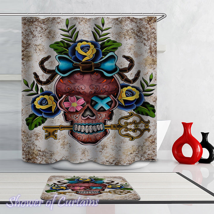 Skull Shower Curtain of Key Holder Skull