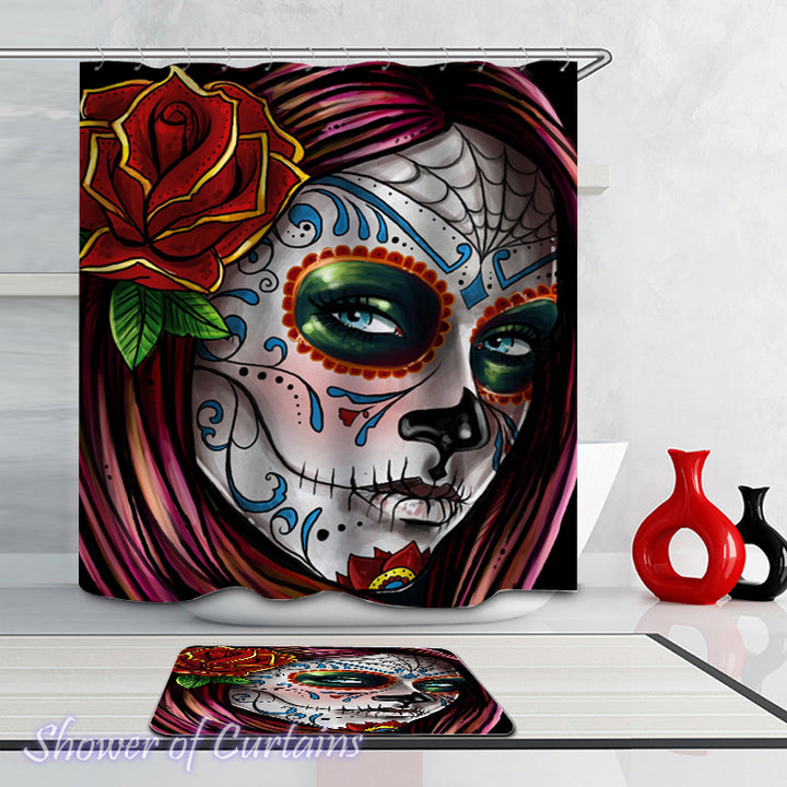 Skull showr curtain - Gorgeous Skull Face Lady