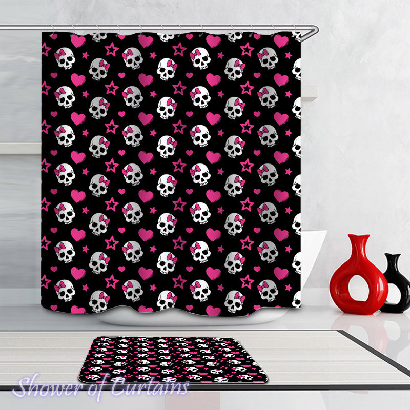 Skulls, Hearts And Stars shower curtains theme