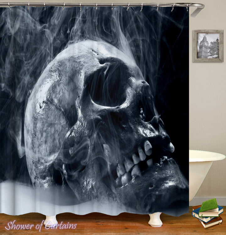 Smoky Human Skull Shower Curtain