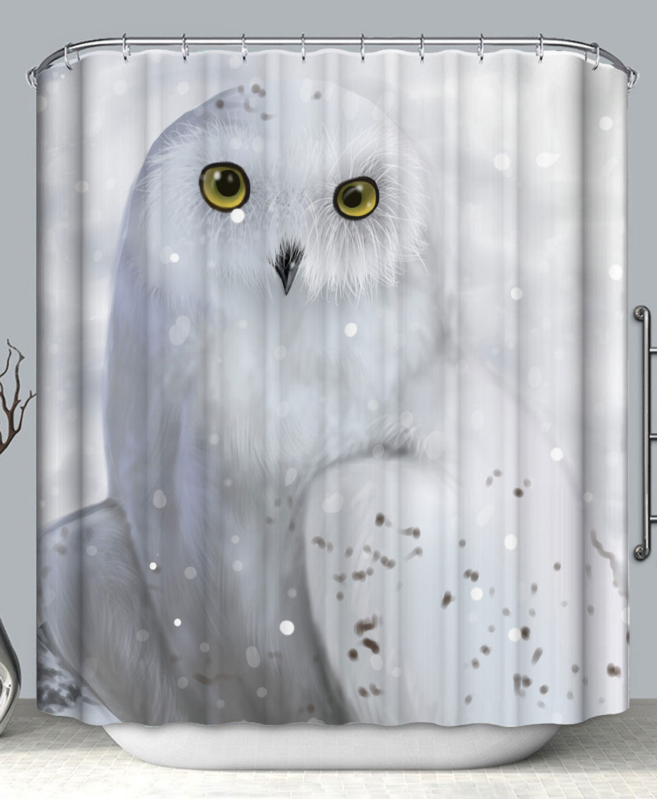 Snowy White Owl Shower Curtain