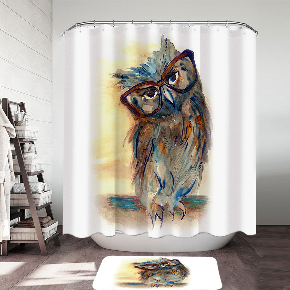 Sophisticated Chic Owl Fabric Shower Curtains