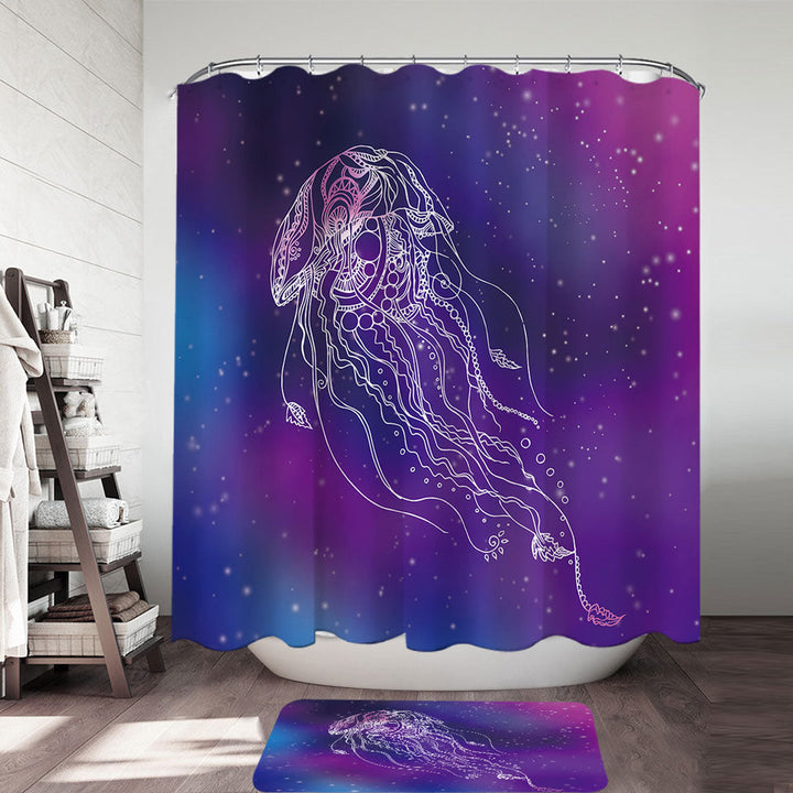 Space Background Jellyfish Shower Curtain