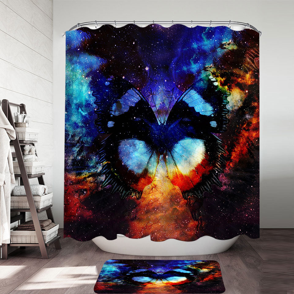 Space Butterfly Shower Curtain
