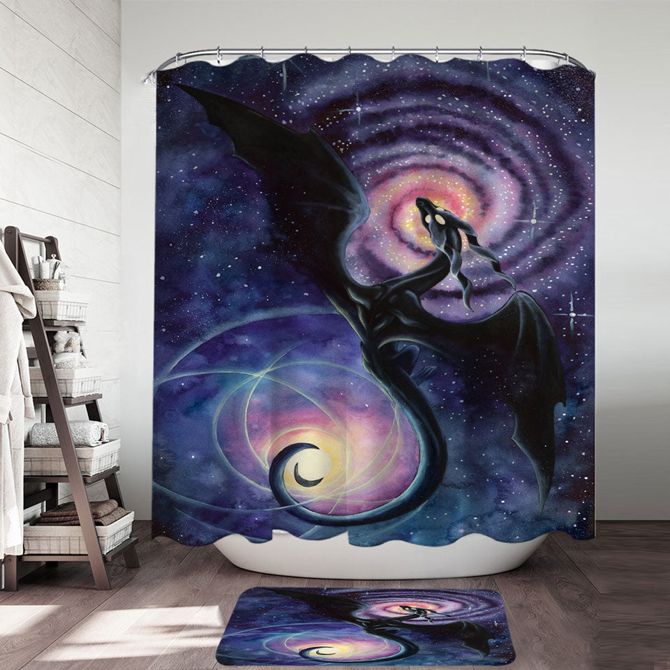 Space Shower Curtain Art Mistress of Infinity Dark Dragon