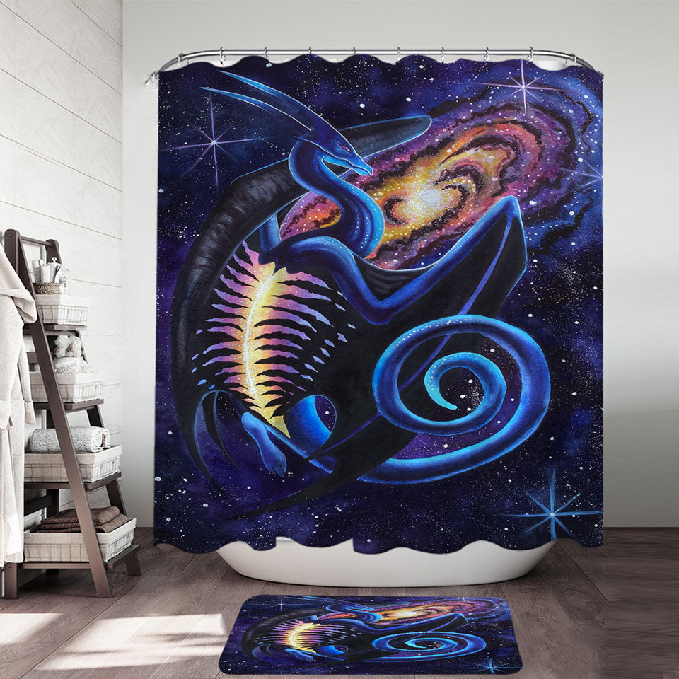Space Shower Curtain Galactic Entrance Fantasy Space Dragon