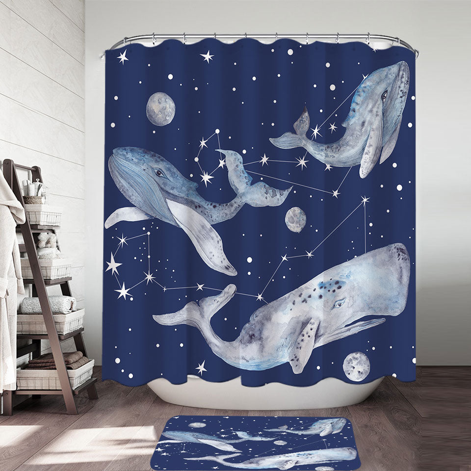 Space Whales Shower Curtain