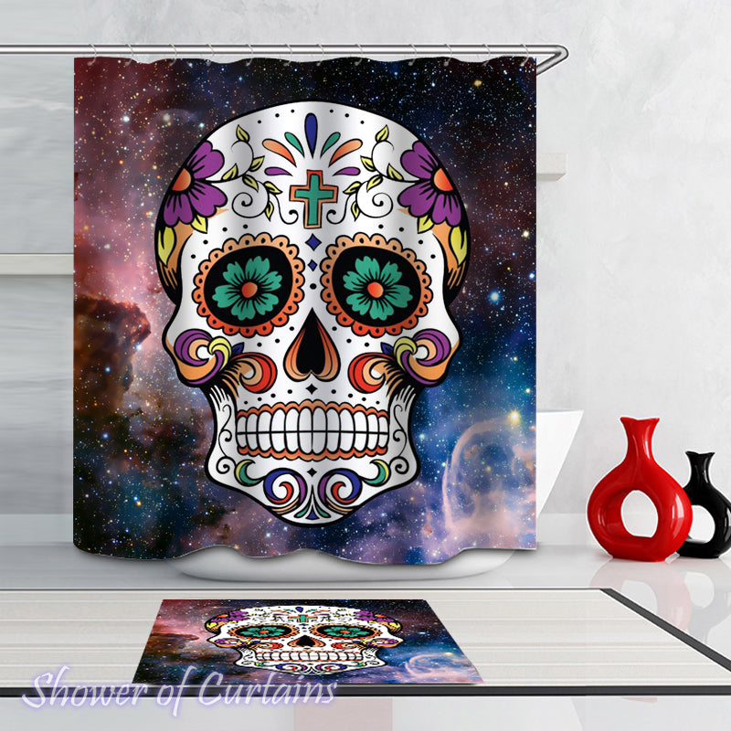 Space Skull Shower Curtain